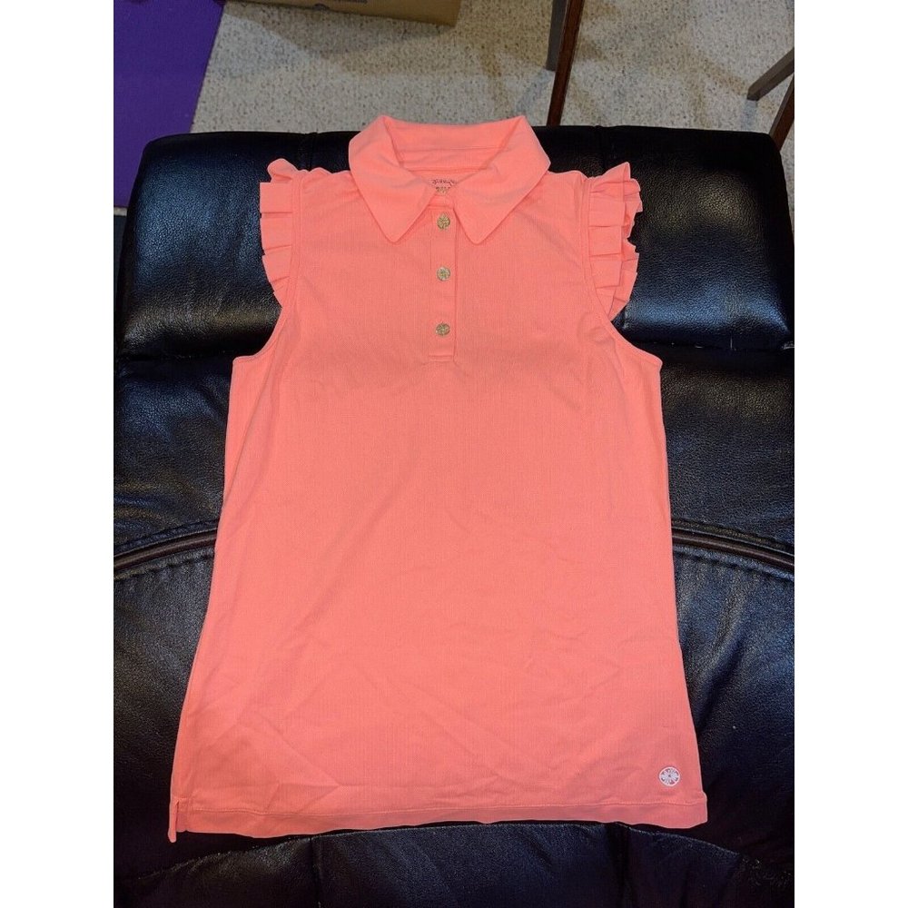 LILLY PULITZER UPF  50+ Luxletic Frida Sleeveless Polo PB Bellini XXS NWT - Picture 3 of 11